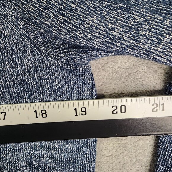 Womens Ann Taylor Metallic Blue Turtleneck Sweater Long Sleeve Size L - Picture 6 of 8